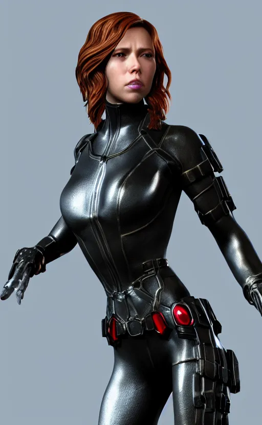 Image similar to black widow, bronze statue and silver, unreal engine, high detailed, holographic