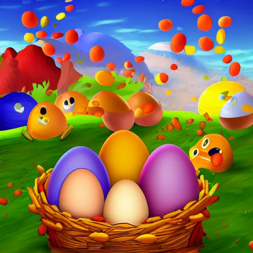 Image similar to egg frenzy, 4k