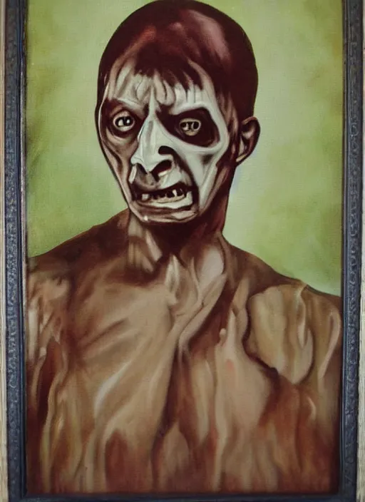 Prompt: vintage scary painting of the survivor