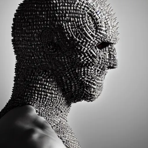 Image similar to a portrait of a beautiful young male wearing an alexander mcqueen armor made of virus , photographed by andrew thomas huang, artistic