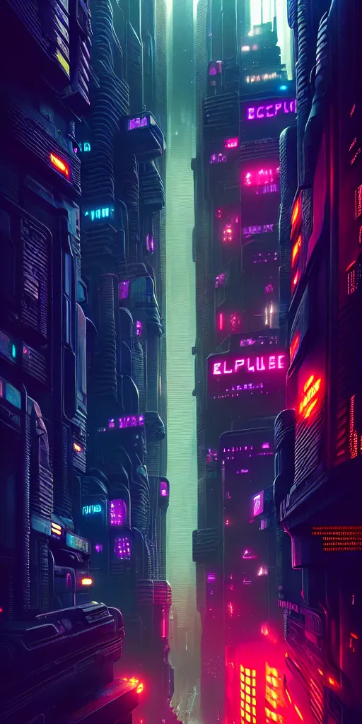 Image similar to epic cyberpunk cityscape : : blade runner, james guilleard, beeple, laurie greasley, dan mcpharlin : : ornate, dynamic, particulate, rich colors, intricate, elegant, highly detailed, centered, artstation, smooth, sharp focus, octane render, 3 d