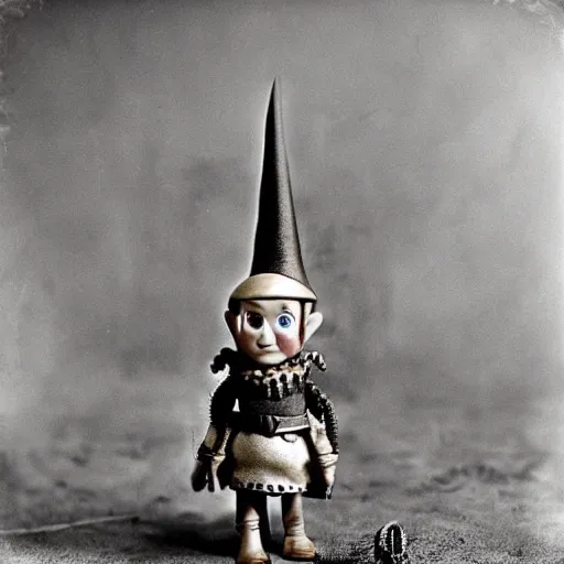 Image similar to toy story doll spider as a dnd gnome, steam punk style, 1920s photograph