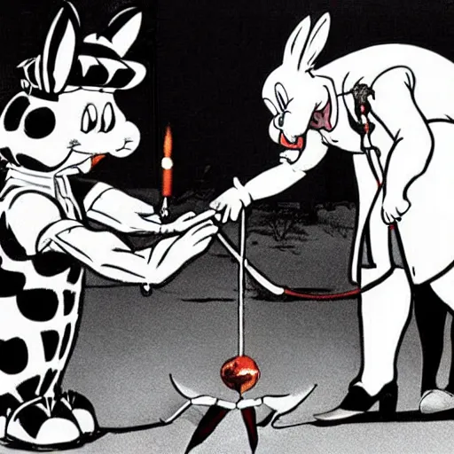 Prompt: Photo of Queen Knighting Bugs Bunny