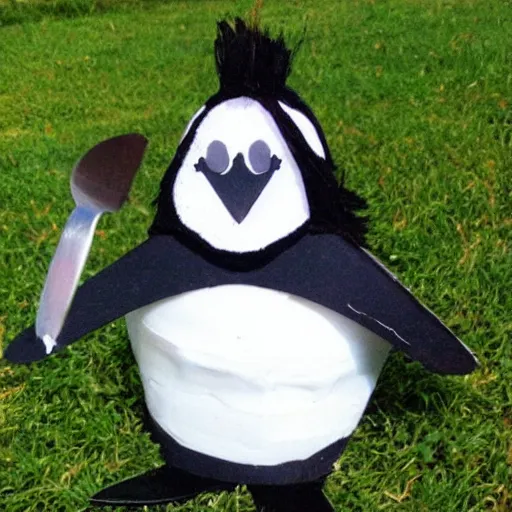 Prompt: A penguin in an igloo dressed as Edward Scissorhands. Illusrtration