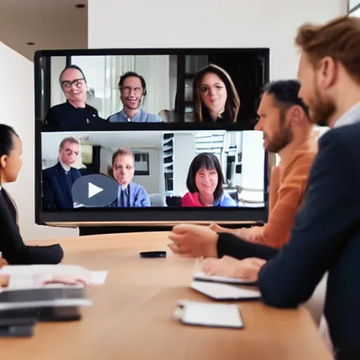 Prompt: 10 people in a video meeting trying to plan a sprint