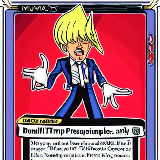 Image similar to donald trump as a yu - gi - oh card character