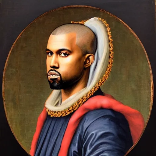 Image similar to A Renaissance portrait painting of Kanye West