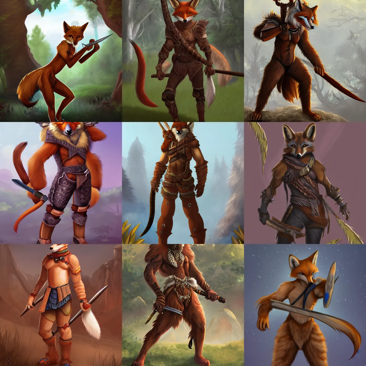 Prompt: award-winning extremely detailed anthro FurAffinity fantasy anthro art of a handsome cute male natural anthro warrior fox with a long tail, 4k, trending on FurAffinity