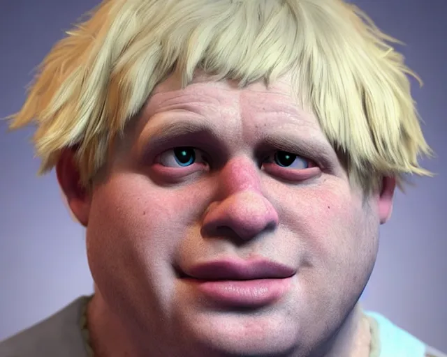 Prompt: boris johnson as fiona from shrek, character art, by various concept artists, redshift render, hyperrealistic face, photorealistic render