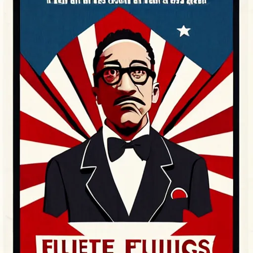 Prompt: Gustavo Fring depicted in an old style propaganda poster