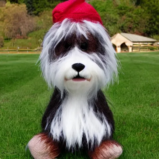 Prompt: (TY beanie baby bearded collie stuffed animal), action pose, cute, adorable, fluffy, digital art, UE5,