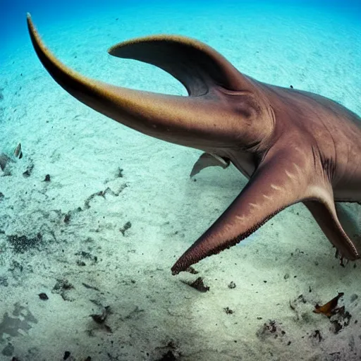 Prompt: photograph of an octopus eating a hammerhead shark, Award winning National Geographic photo