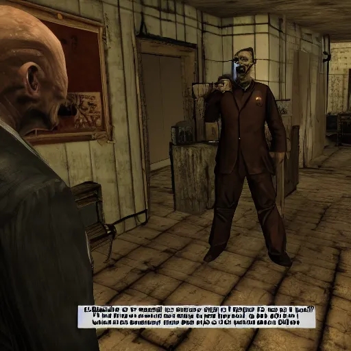 Image similar to Talking to an NPC named Janusz Korwin-Mikke in the game Fallout: New Vegas (2010), screenshot from Fallout: New Vegas (2010)