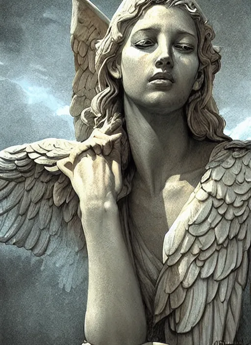 Prompt: digital _ painting _ of _ weeping angel _ by _ filipe _ pagliuso _ and _ justin _ gerard _ symmetric _ fantasy _ highly _ detailed _ realistic _ intricate _ port