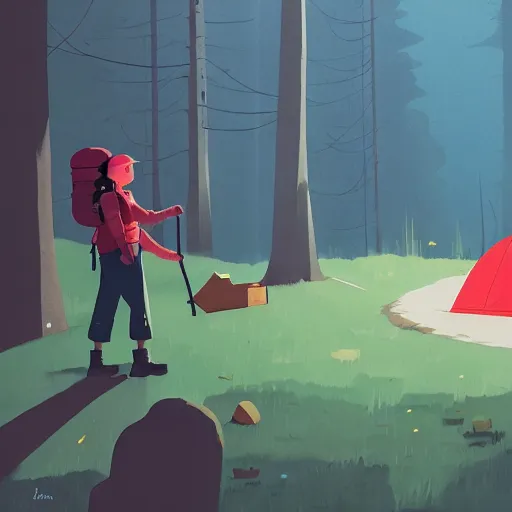 Image similar to hiker unloading the car before camping, a storybook illustration by goro fujita and atey ghailan