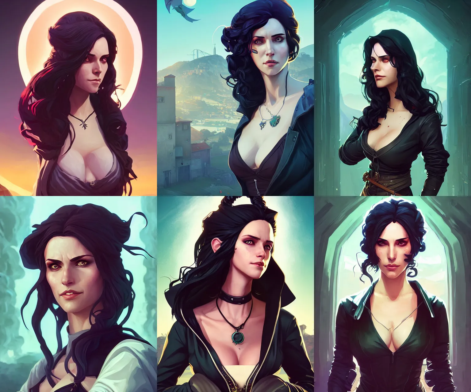 Prompt: portrait of yennefer of vengerberg, gta san andreas cover art, borderlands style, celshading, trending on artstation, by rhads, andreas rocha, rossdraws, makoto shinkai, laurie greasley, lois van baarle, ilya kuvshinov and greg rutkowski