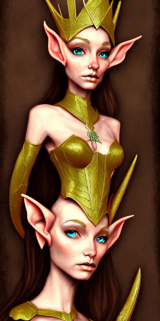 Image similar to an elf queen, digital art, highly detailed, elegant, art by serafleur.