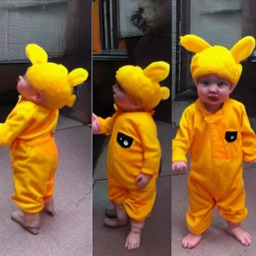 Image similar to cute baby chick dressed as an inmate