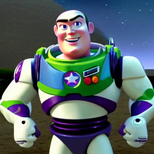 Prompt: a film still of Chris Evans as Buzz Lightyear on an alien planet