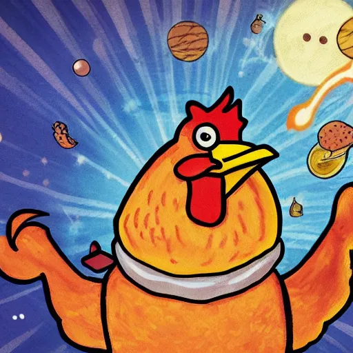 Image similar to Chicken eating the universe