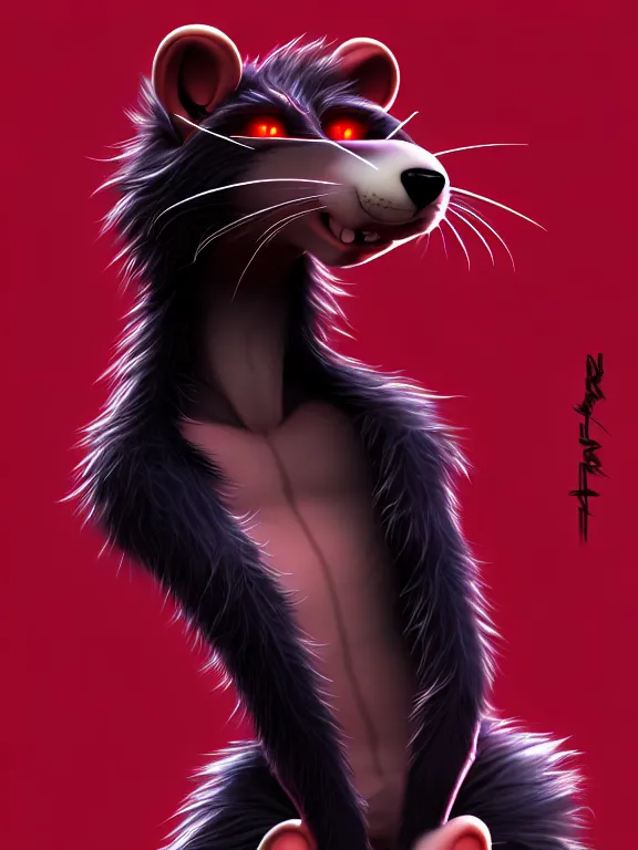 Image similar to furry - male - red - black - weasel - chaos theorist - fursona uhd ue 5 visual novel pc game expressions, photorealistic, trending on weasyl