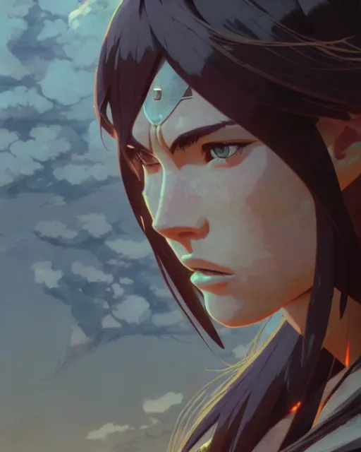 Image similar to azctec warrior, megan fox, detailed perfect face, exquisite details, fire magic, full view, by studio muti, greg rutkowski makoto shinkai takashi takeuchi studio ghibli