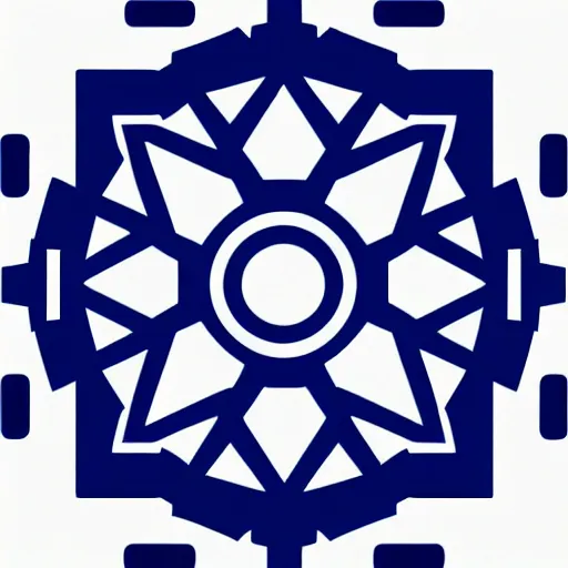 Image similar to a vectorized angled blue - grey gear, professional icon logo radial symmetry