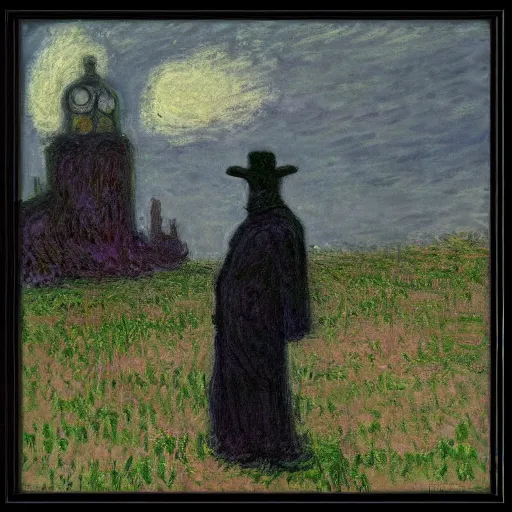 Prompt: plague doctor in the style of claude monet