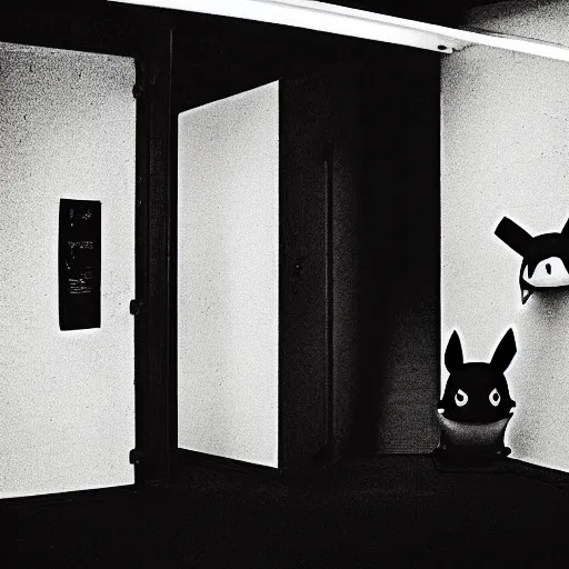Prompt: pikachu in the backrooms, liminal spaces, dramatic lighting, dark and moody