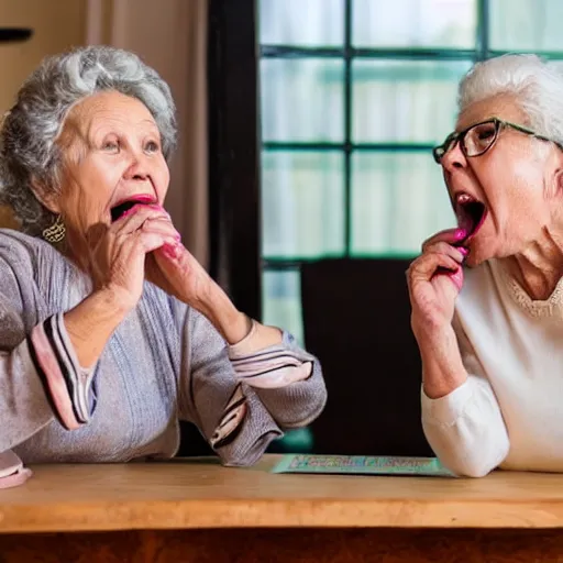 Prompt: old ladies shouting into a landline telephone receiver, ( ( ( spiral cord ) ) ), good light, high quality, super detail