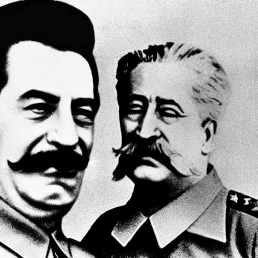 Prompt: stalin with a woman breasts