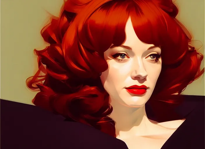 Prompt: portrait shot of christina hendricks by syd mead. intricate, elegant, highly detailed, centered, digital painting, artstation, concept art, smooth, sharp focus, illustration, artgerm, syd mead