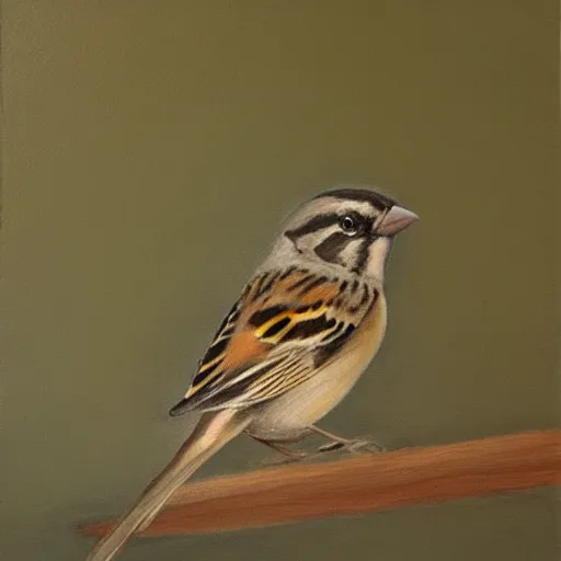 Image similar to a sparrow, oil on canvas