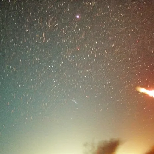 Image similar to a still of the night missile explosions in the style of the year you should be