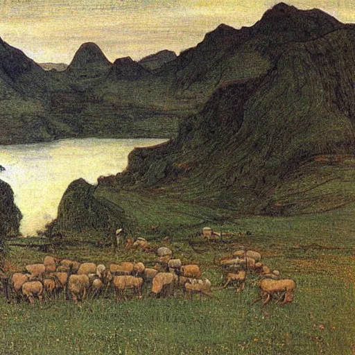 Image similar to lao republic landscape by giovanni segantini