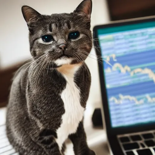 Prompt: a cat investing in the stock market