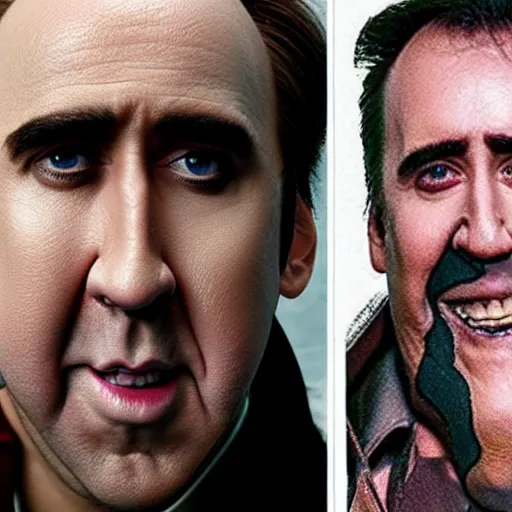 Image similar to Nicolas Cage wearing prosthetic makeup for a live action winnie the pooh movie