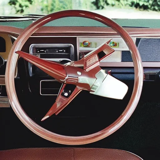 Image similar to 1970s car dashboard with small plastic dinos.