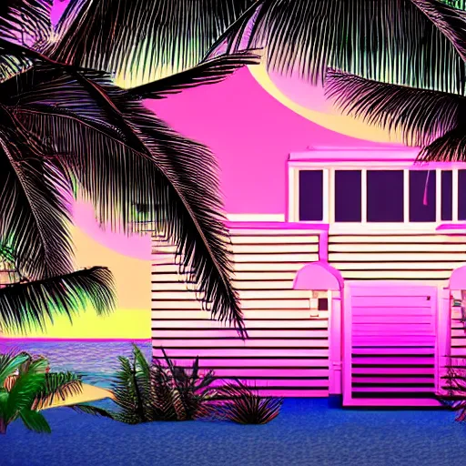 Image similar to Retro-wave house in beach