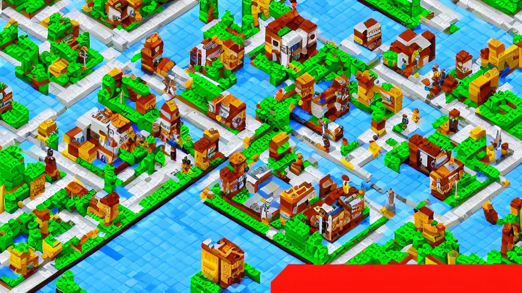 Image similar to pixel art isometric lego strategy game screenshot