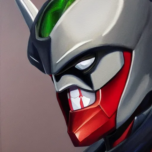 Image similar to a realistic painting by Raffaello Sanzi depicting the Mazinger Z with the head of the Joker in the Renaissance,smooth,Sharp focus, trending on Artstation.