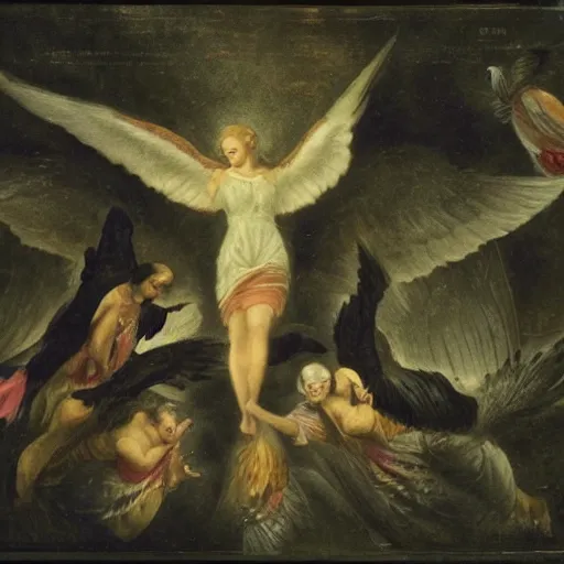 Image similar to angels hover above like vultures prey