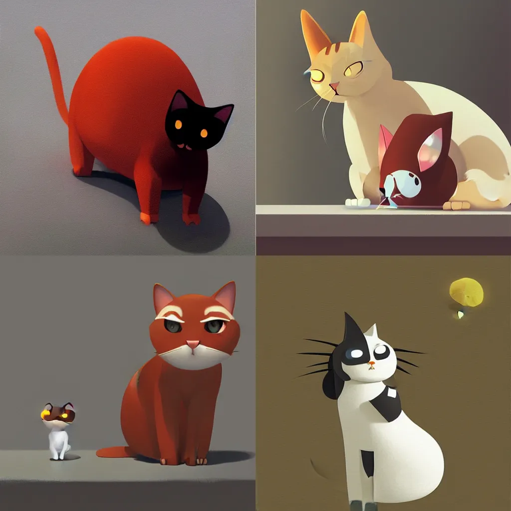 Prompt: cat by Goro Fujita