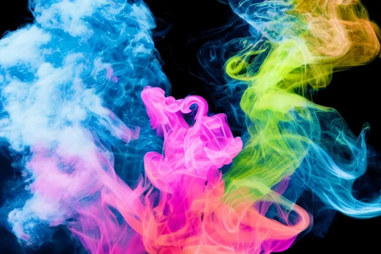 Image similar to colorful smoke on a black background