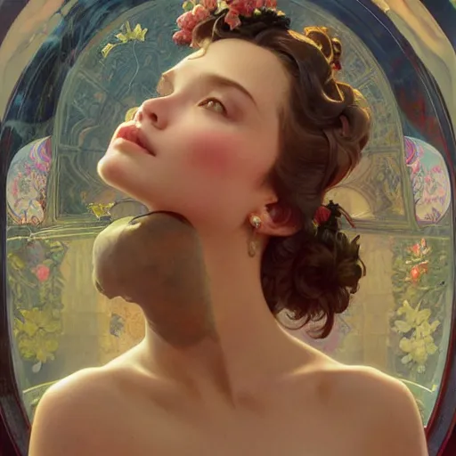 Image similar to natali portman, 8 k, depth of field, 3 d, art by artgerm and greg rutkowski and alphonse mucha and uang guangjian and gil elvgren and sachin ten