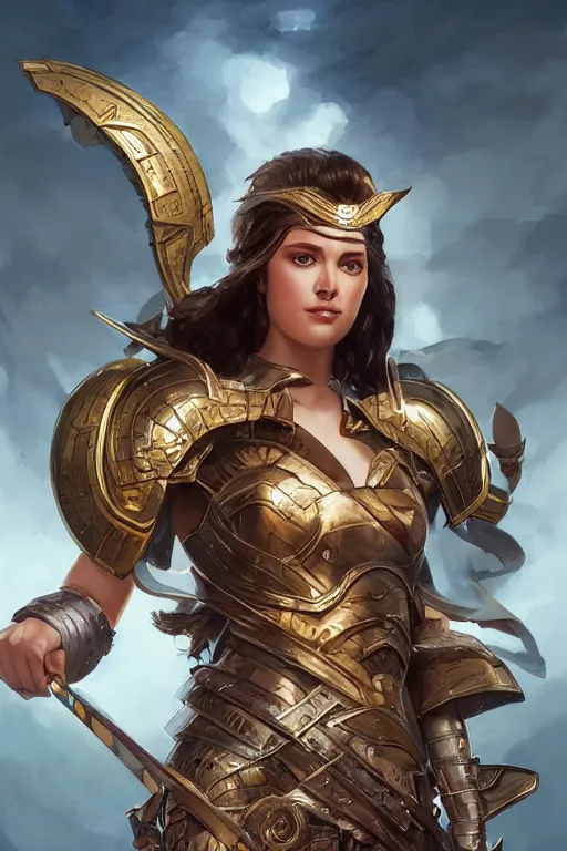 Image similar to amazon valkyrie athena, d & d, fantasy, portrait, highly detailed, headshot, digital painting, trending on artstation, concept art, sharp focus, illustration, art by artgerm and greg rutkowski and magali villeneuve