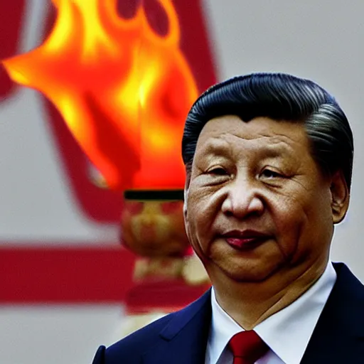 Prompt: Xi Jinping with flames for eyes