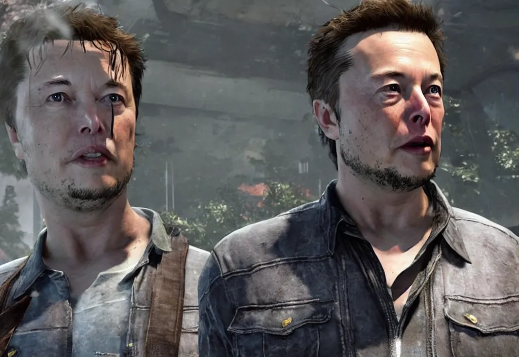 Image similar to elon musk in the video game in the last of us, gameplay screenshot, close up, 3 d rendering. unreal engine. amazing likeness. very detailed.