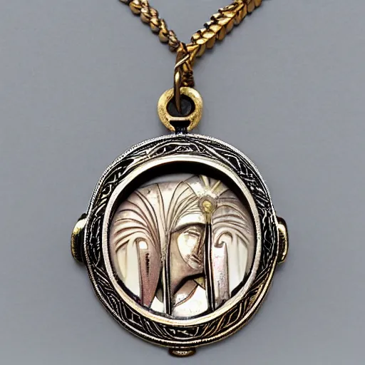 Prompt: ancient horus the god as an artnouveau lalique necklace