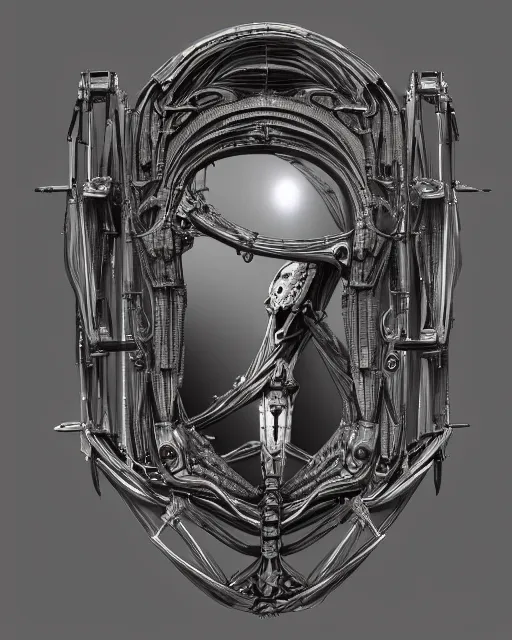 Image similar to frame mirror design by hr giger, biomechanical, 4 k, hyper detailed